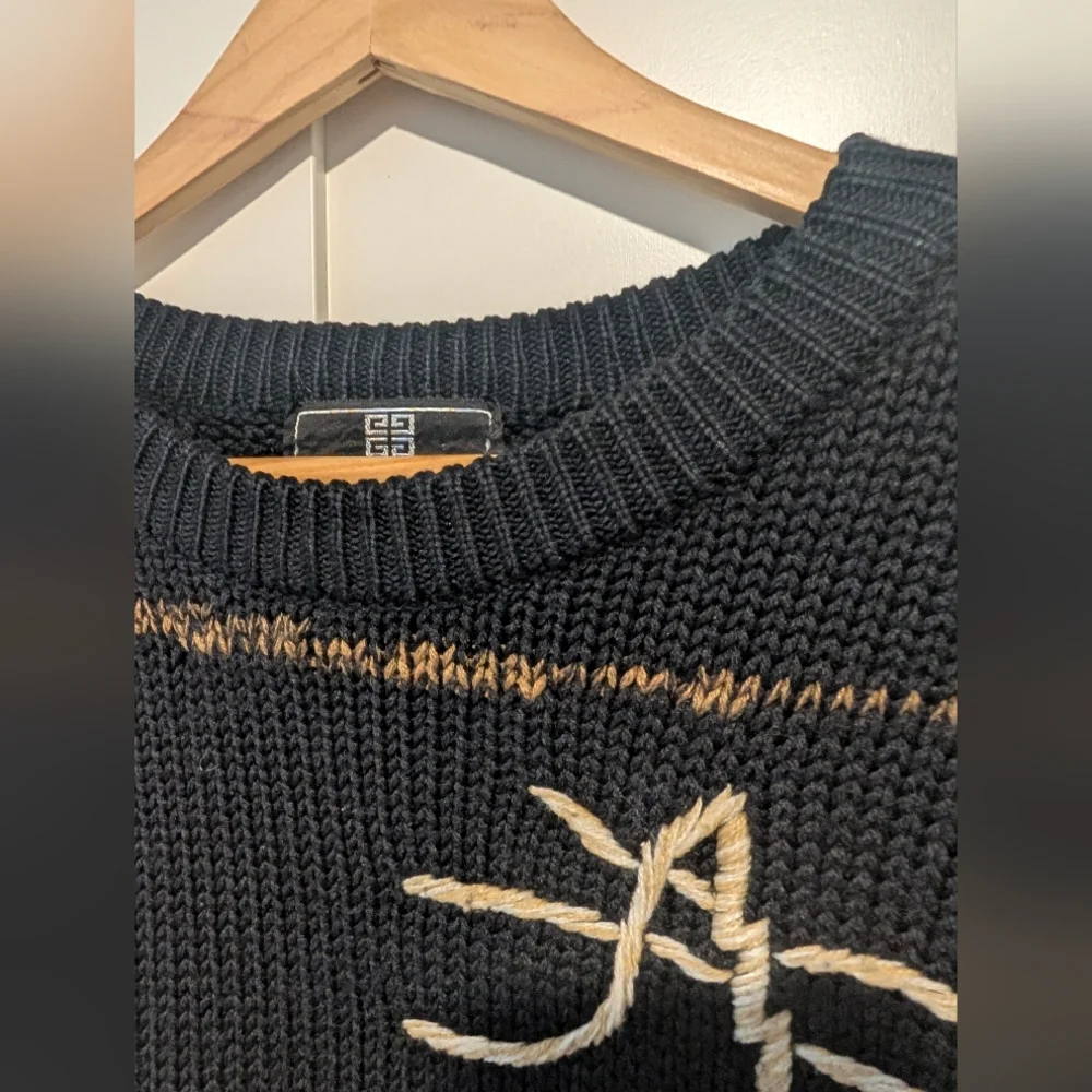 Vintage Givenchy Monsieur 1980s Wool-Blend Luxury Logo Sweater -L- - Picture 6 of 10
